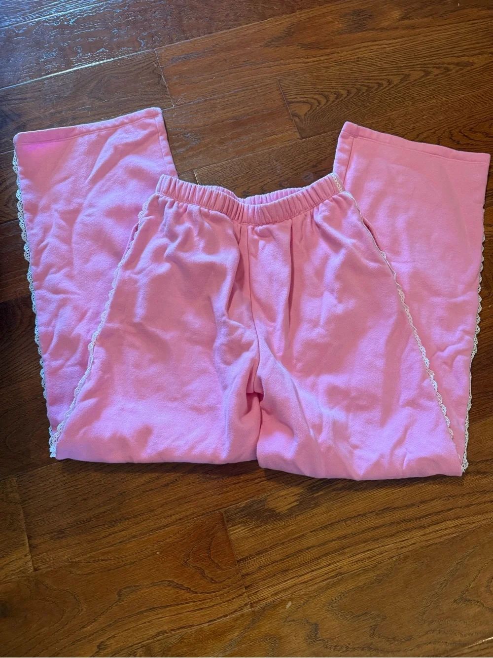 No Boundaries Pink Elastic Waist Lounge Pants with Lace Trim size XS